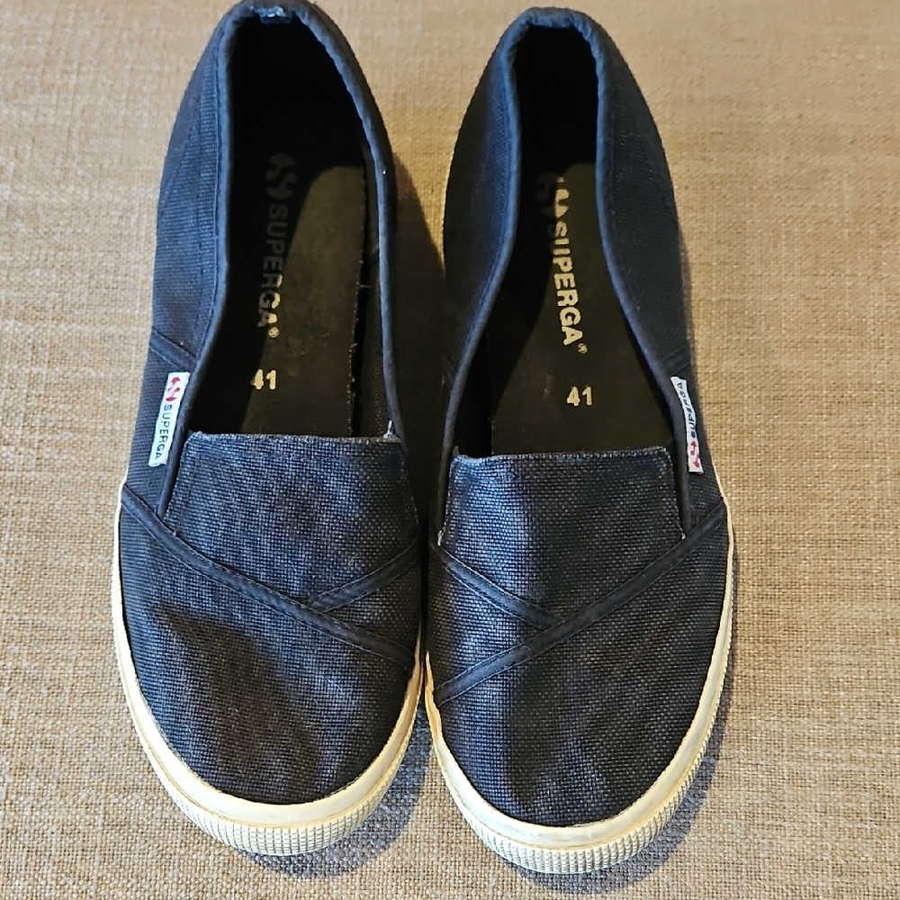Superga Black Slip-On Canvas Shoes